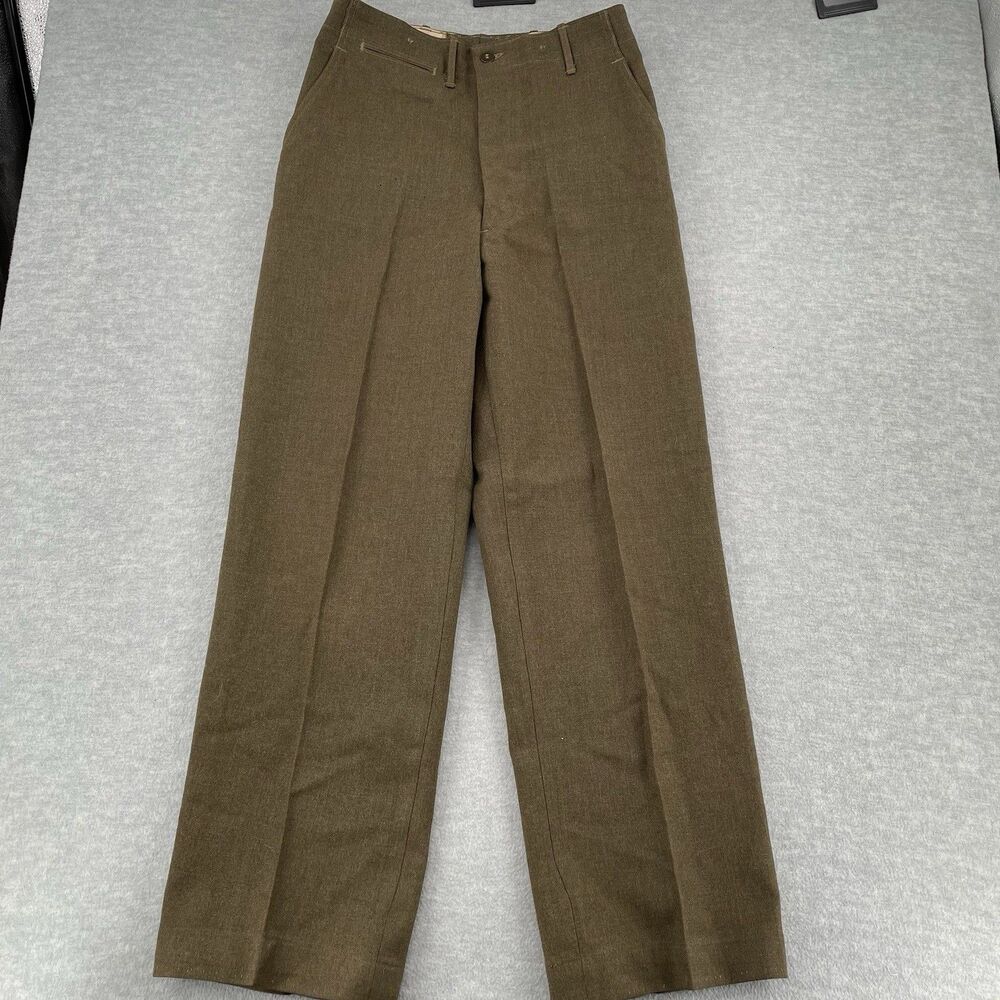 Vintage 70s US Military Wool Pants Measures Size 30x29 Field Trousers Men